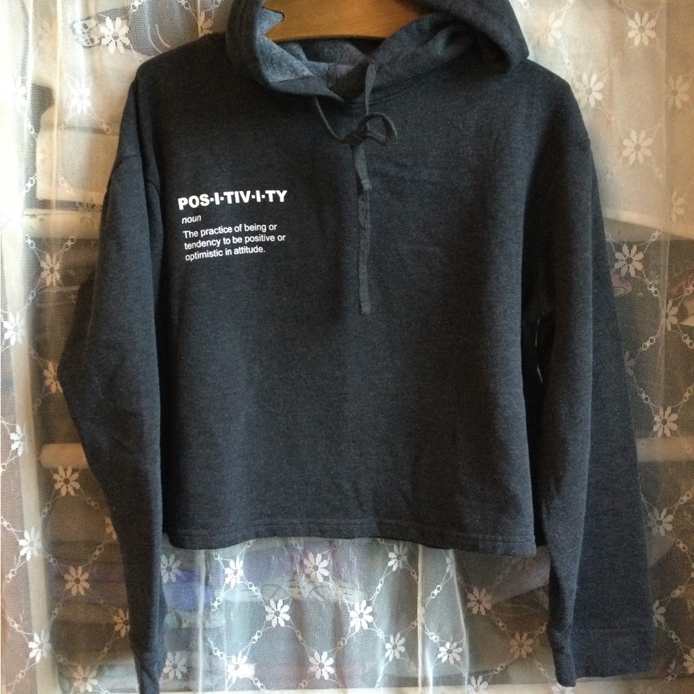 Positivity Graphic Hoodie Sweatshirt - Women’s Dark Gray